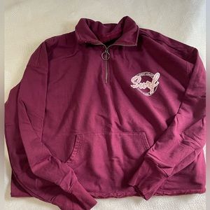 burgundy half zip up sweater!